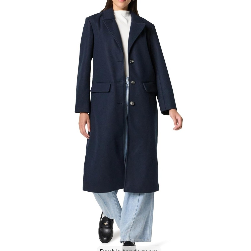The‎ Drop Liam Trench Coat Women S Navy Blue Longline Button Front NWT